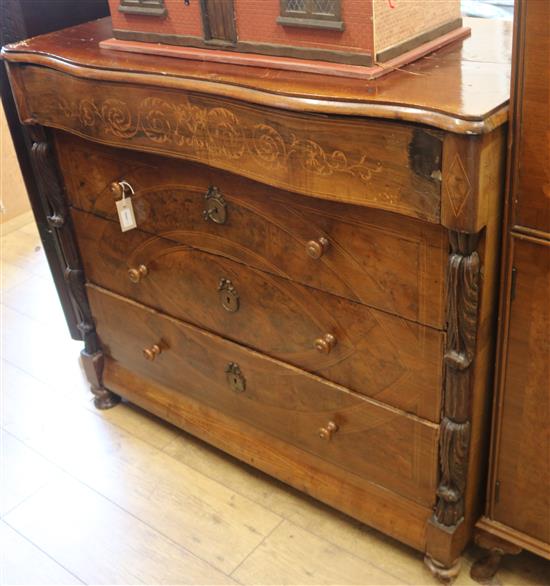 A Spanish inlaid walnut commode, mid-19th century, W116cm